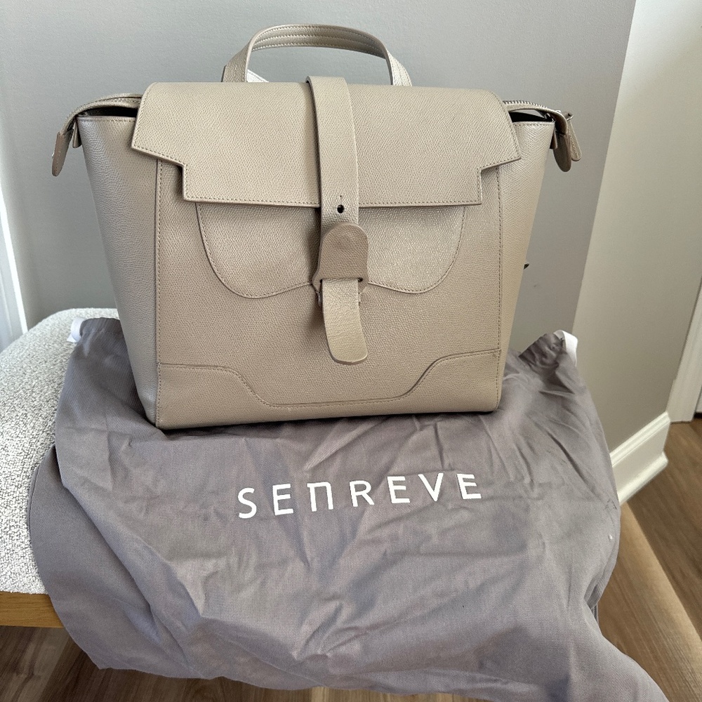 Senreve Maestra Bag pebbles sand and silver hardware